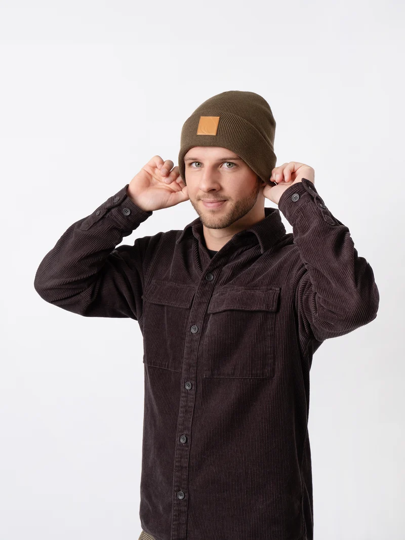 Beanie - Wintermütze Brauner Patch
