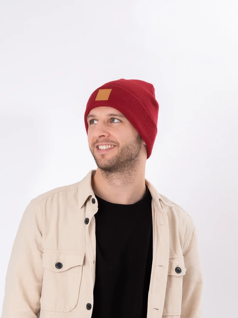 Beanie - Wintermütze Brauner Patch