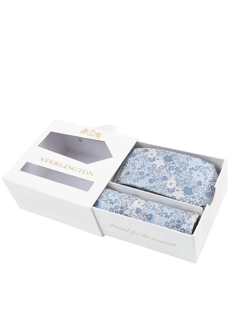 Hochzeitskrawatte Einstecktuch Set Herren aus Seide – Floral