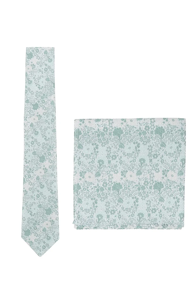Hochzeitskrawatte Einstecktuch Set Herren aus Seide – Floral