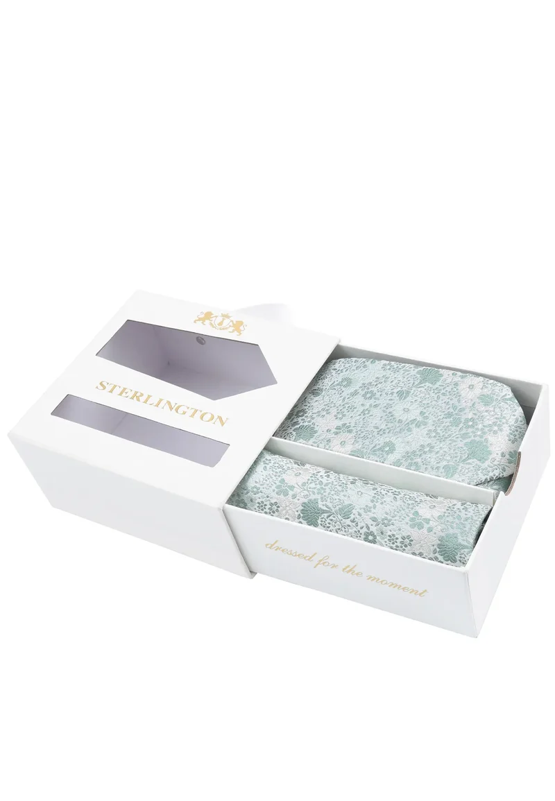 Hochzeitskrawatte Einstecktuch Set Herren aus Seide – Floral