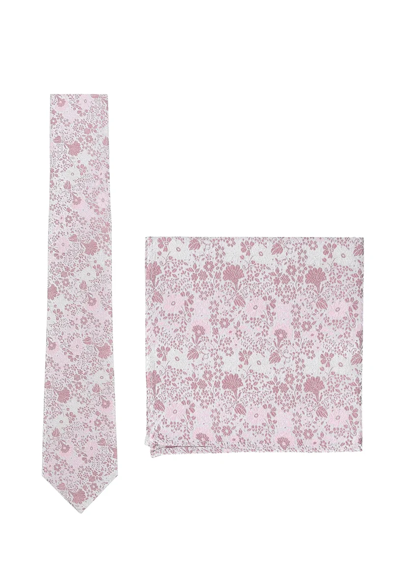 Hochzeitskrawatte Einstecktuch Set Herren aus Seide – Floral