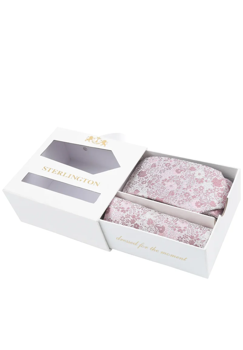 Hochzeitskrawatte Einstecktuch Set Herren aus Seide – Floral