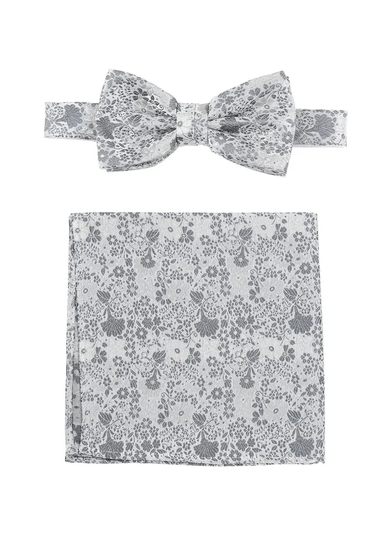 Hochzeitsfliege Einstecktuch Set Herren aus Seide – Floral