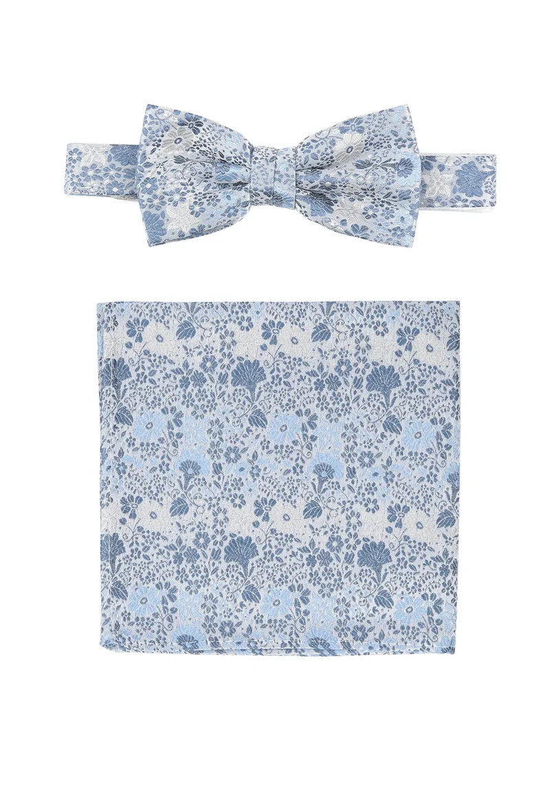 Hochzeitsfliege Einstecktuch Set Herren aus Seide – Floral