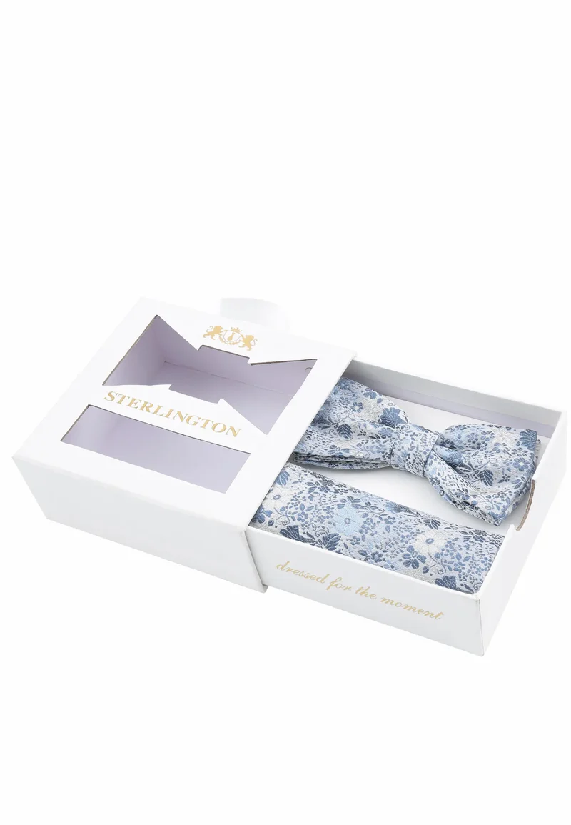 Hochzeitsfliege Einstecktuch Set Herren aus Seide – Floral