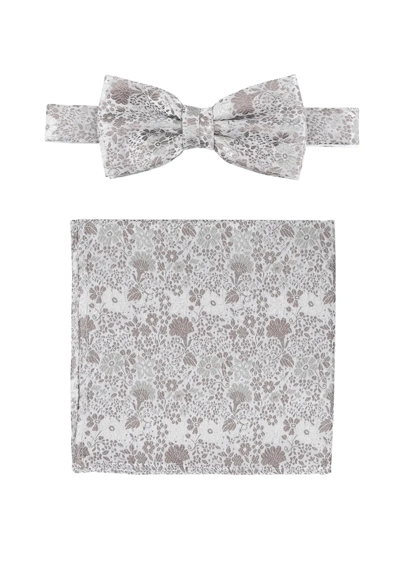 Hochzeitsfliege Einstecktuch Set Herren aus Seide – Floral