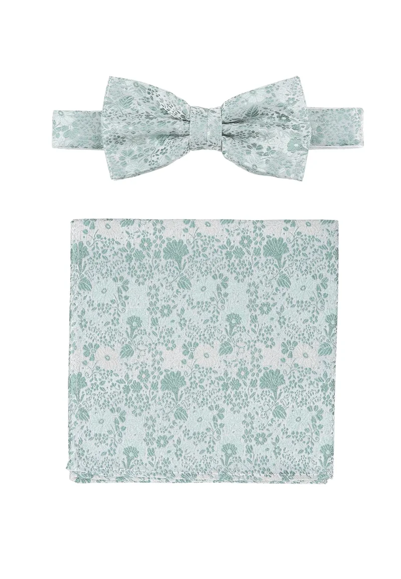 Hochzeitsfliege Einstecktuch Set Herren aus Seide – Floral