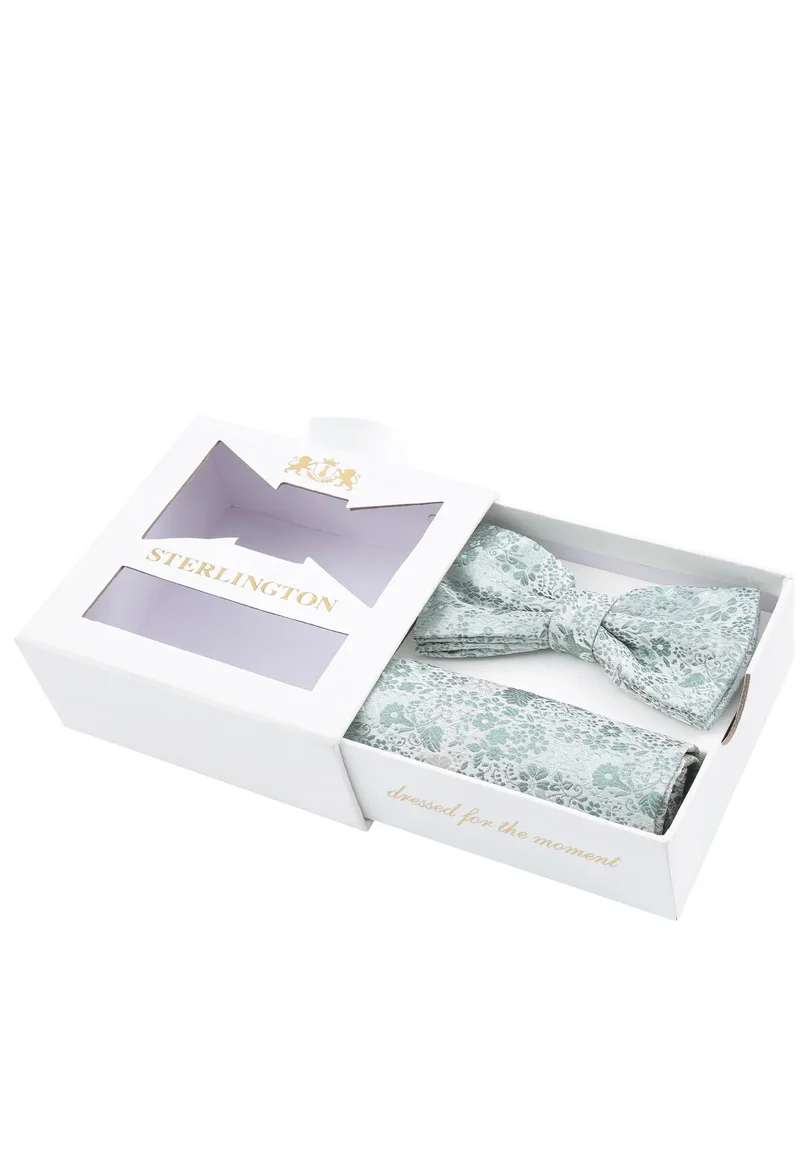 Hochzeitsfliege Einstecktuch Set Herren aus Seide – Floral