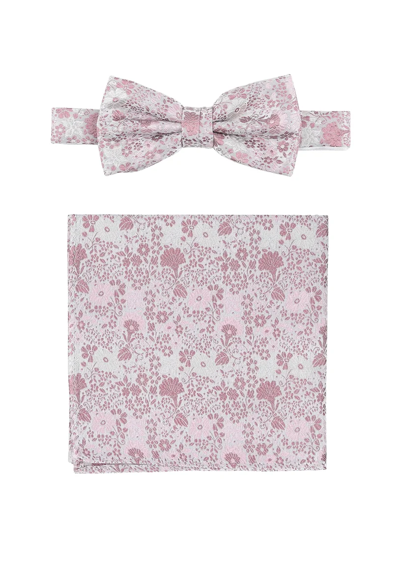 Hochzeitsfliege Einstecktuch Set Herren aus Seide – Floral