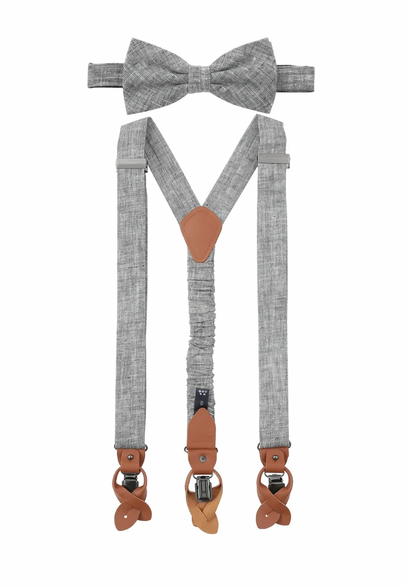 Hosenträger Set Herren mit Fliege - Leinen