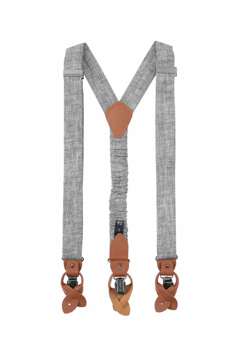 Hosenträger Set Herren mit Fliege - Leinen