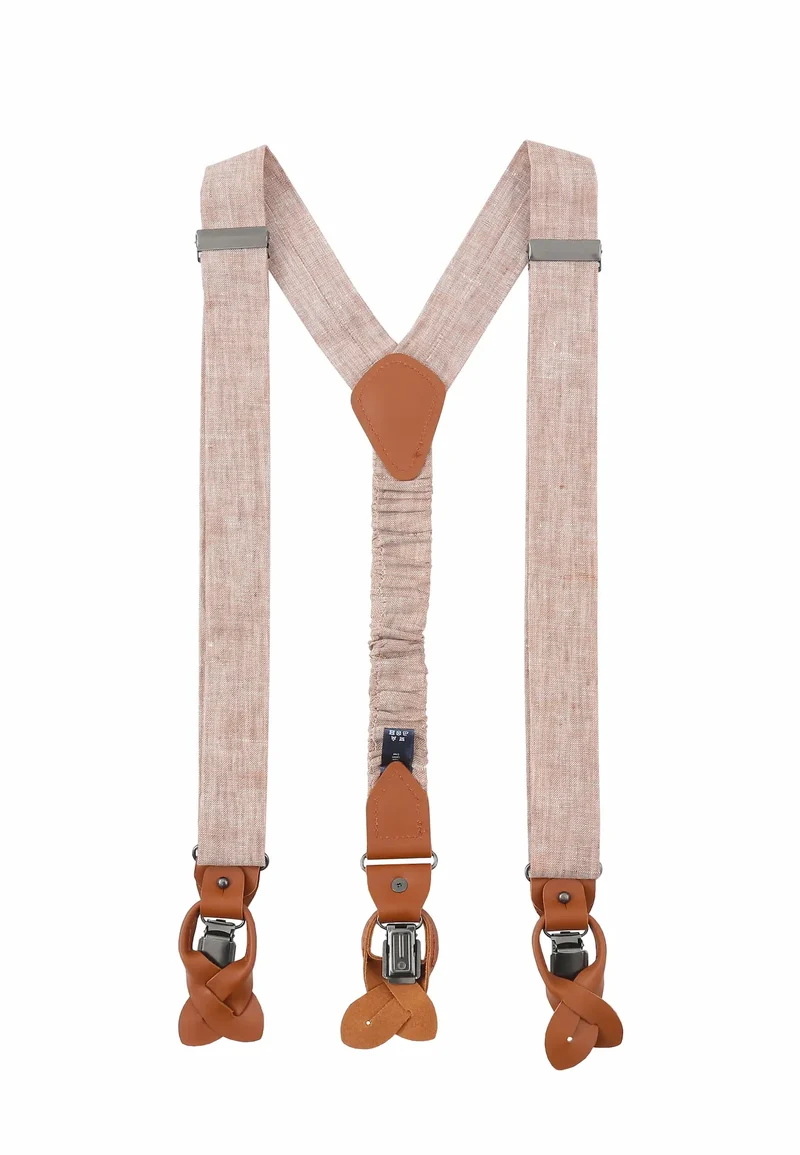 Hosenträger Set Herren mit Fliege - Leinen