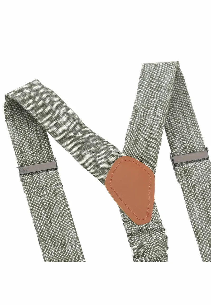 Kids Hosenträger Set mit Fliege – Leinen (2-teilig)