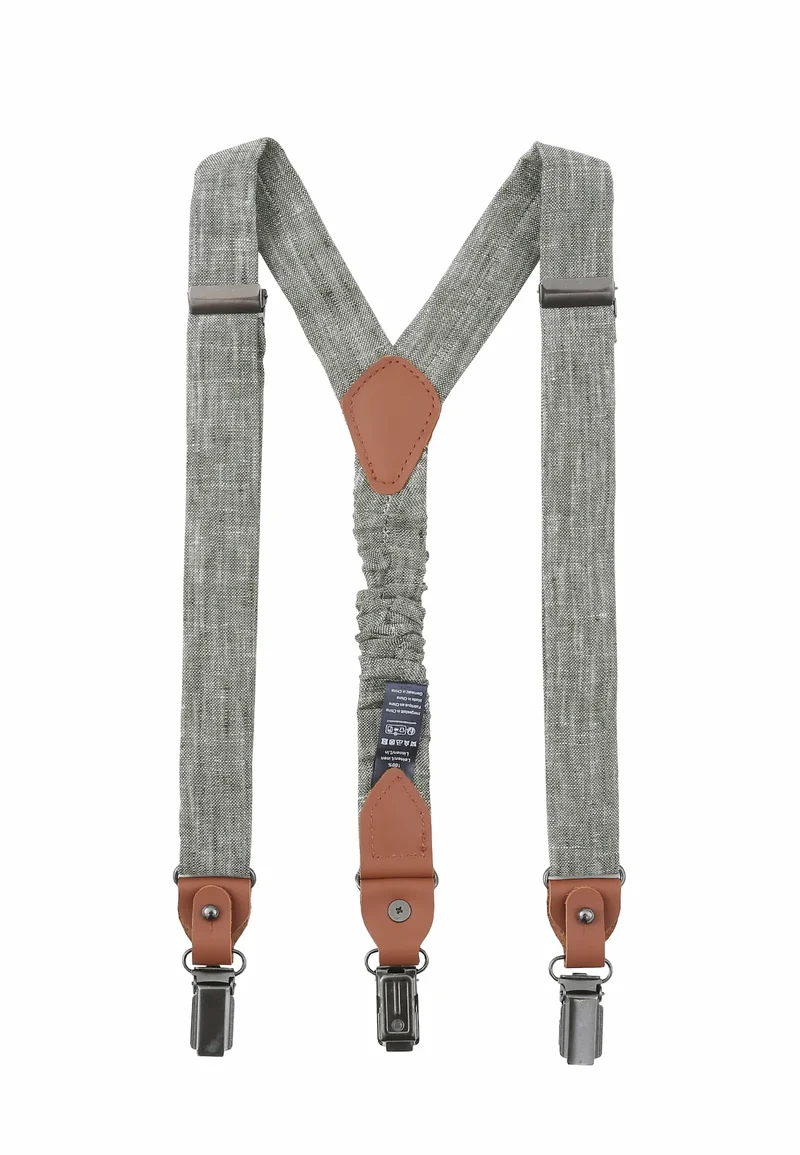 Kids Hosenträger Set mit Fliege – Leinen (2-teilig)