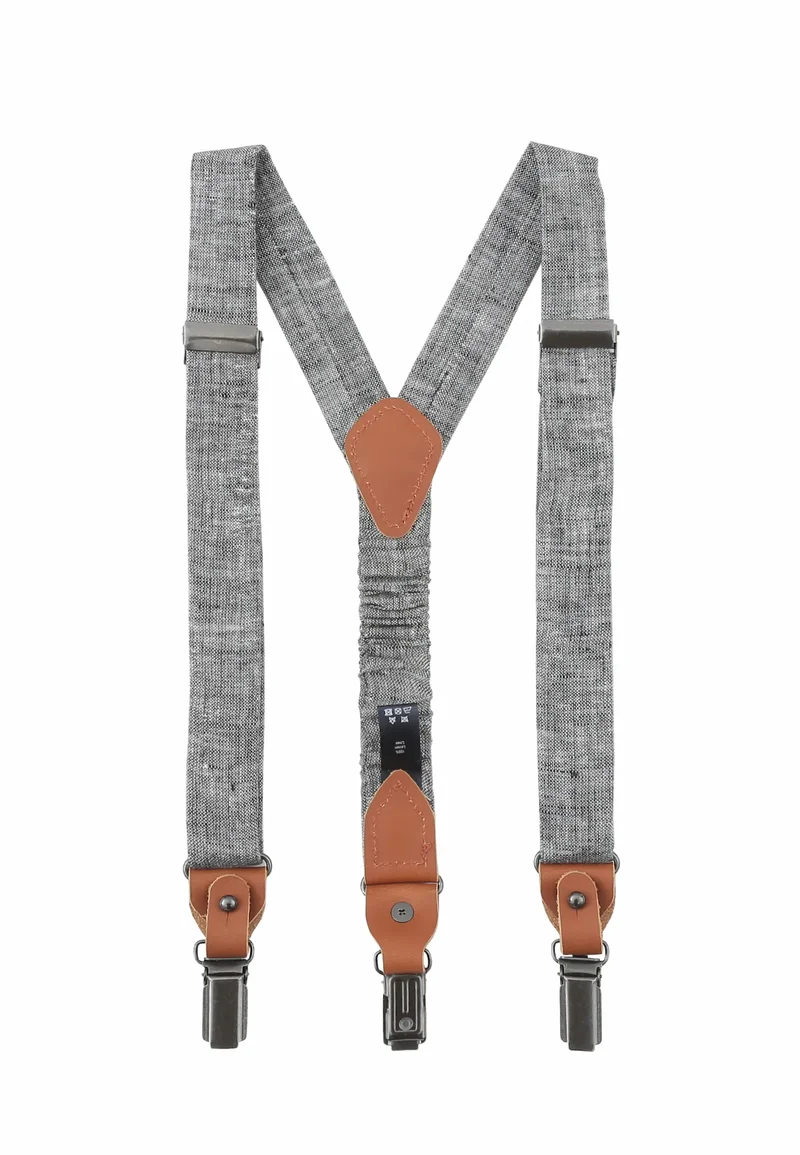 Kids Hosenträger Set mit Fliege – Leinen (2-teilig)
