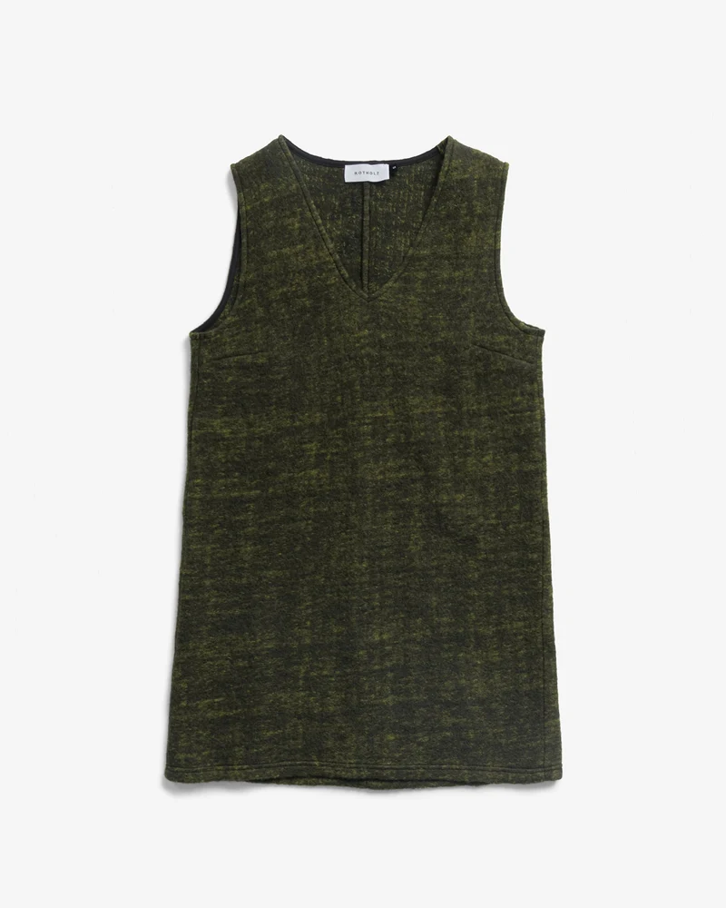 V-Neck Dress aus Bio Wolle und Bio Baumwolle in Speckled Green von Rotholz