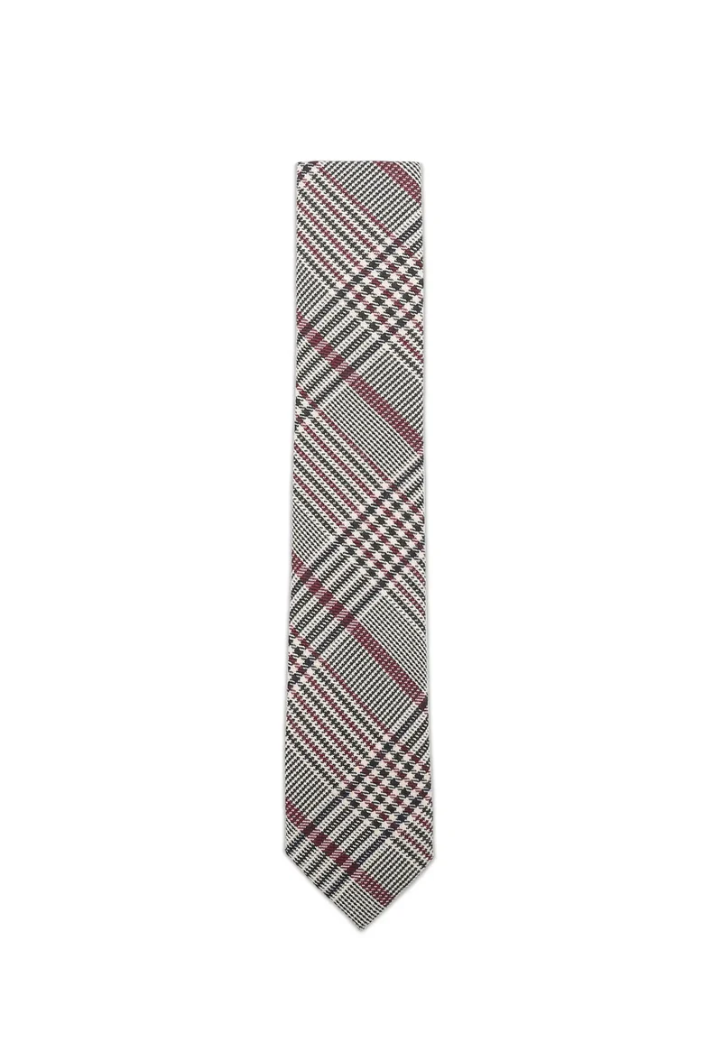 Glencheck Krawatte Herren – Bordeaux (6,0 cm)