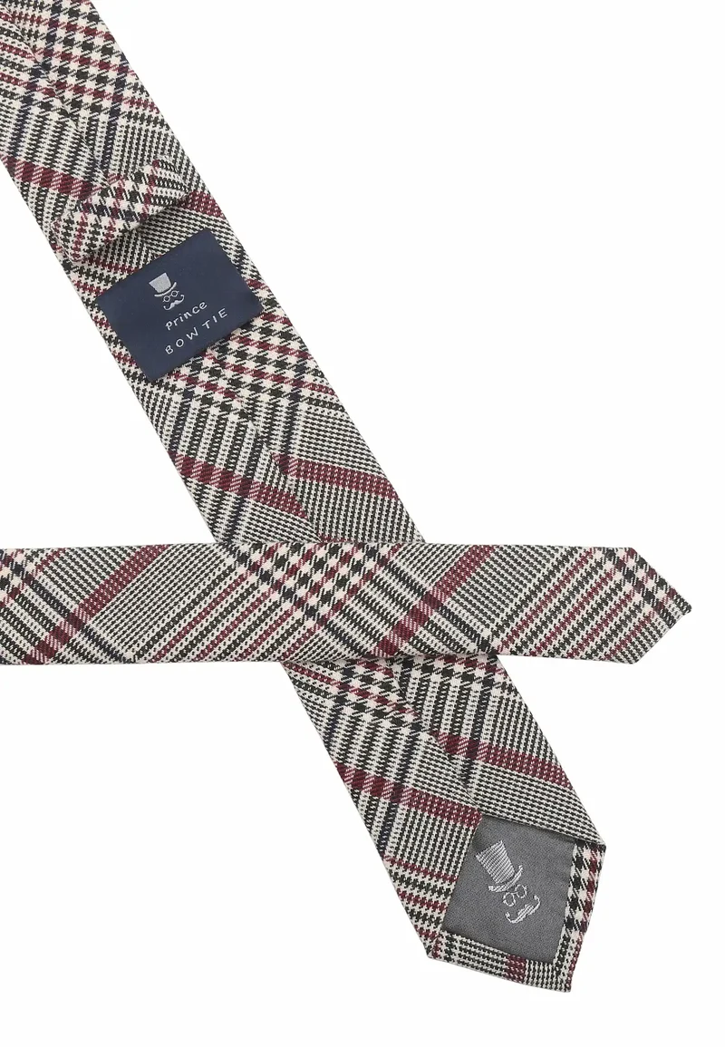Glencheck Krawatte Herren – Bordeaux (6,0 cm)