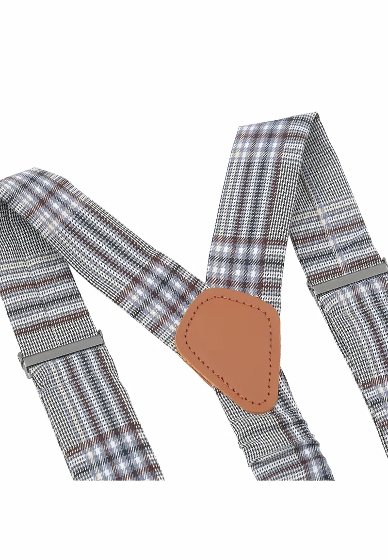 Hosenträger-Set Grau-Blau für Herren – Glencheck