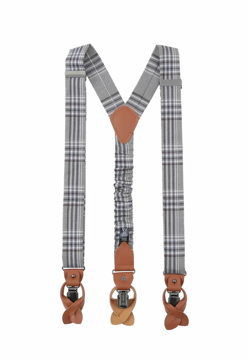 Hosenträger-Set Grau-Blau für Herren – Glencheck