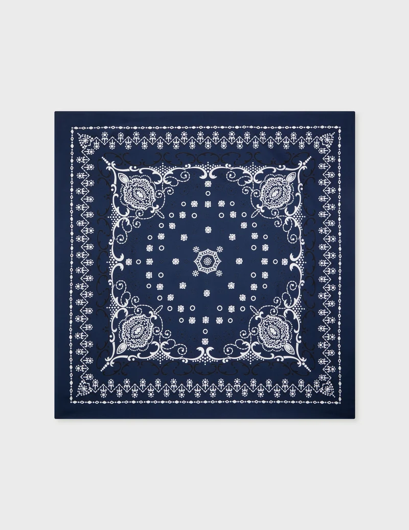 Bandana en twill de soie marine