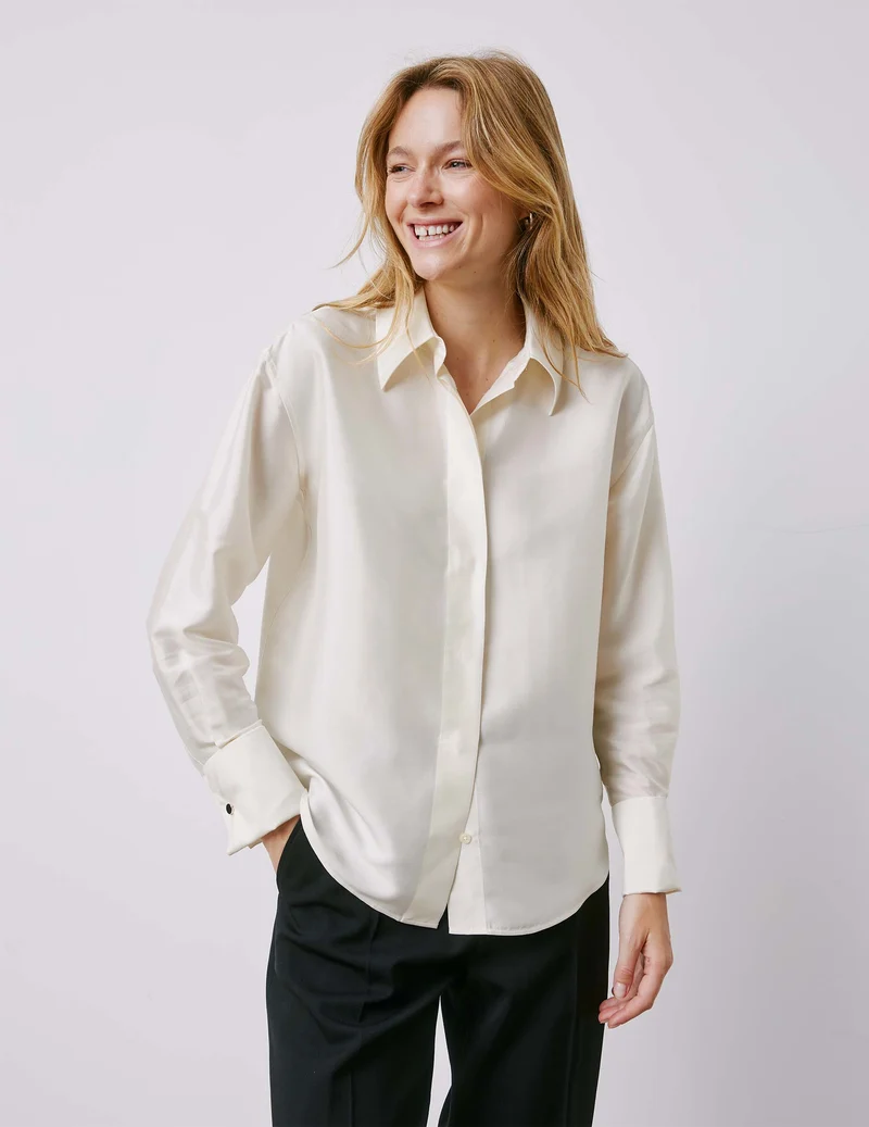 Chemise Irisa gorge cachée écrue