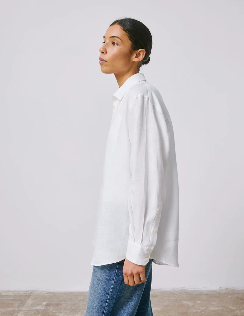 Chemise oversize Delina en lin blanc