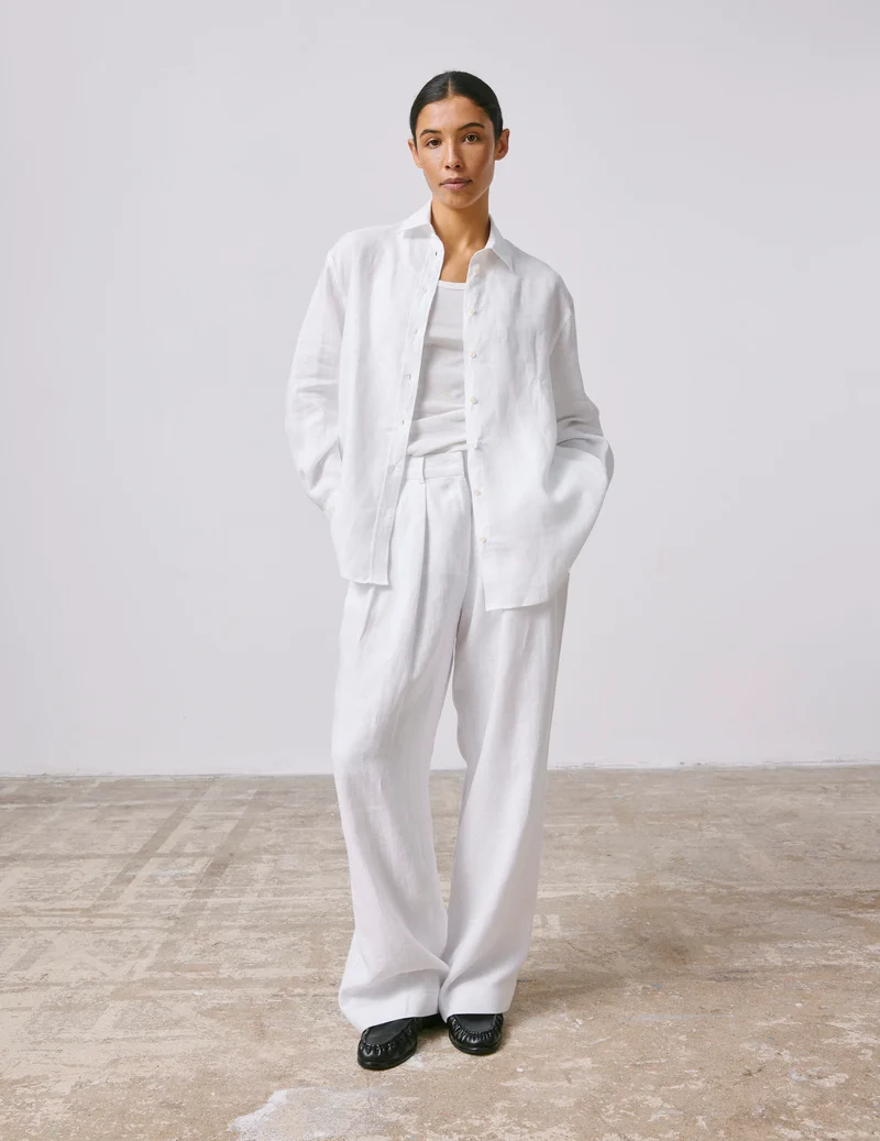 Chemise oversize Delina en lin blanc