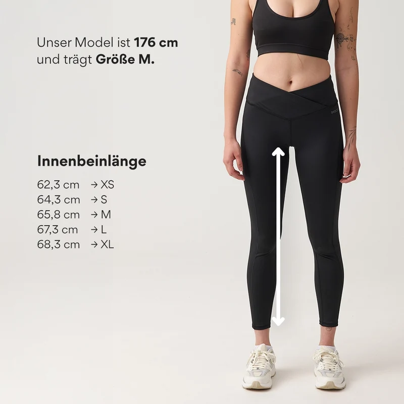High Waist Leggings V Cross | Schwarz