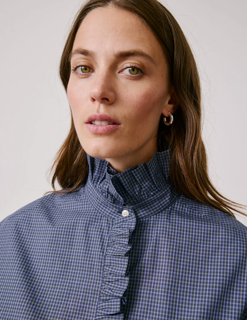 Chemise Greta à carreaux bleus