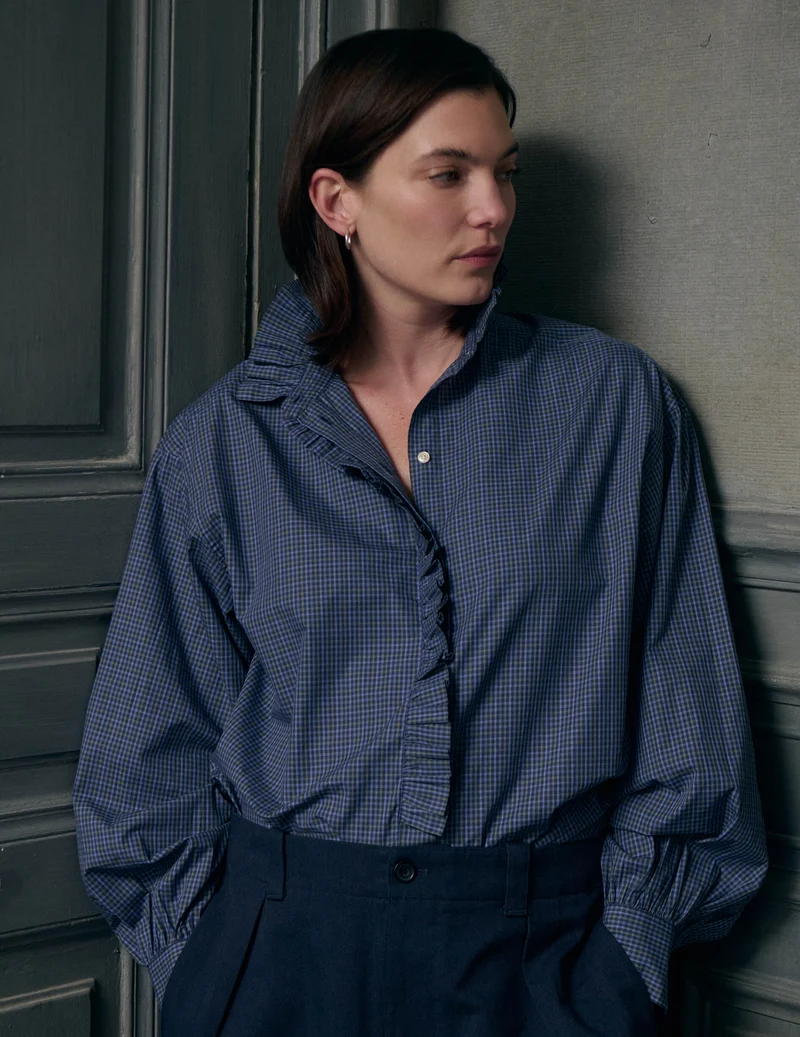 Chemise Greta à carreaux bleus