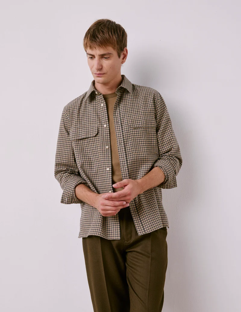 Chemise Florian en flanelle à carreaux beige