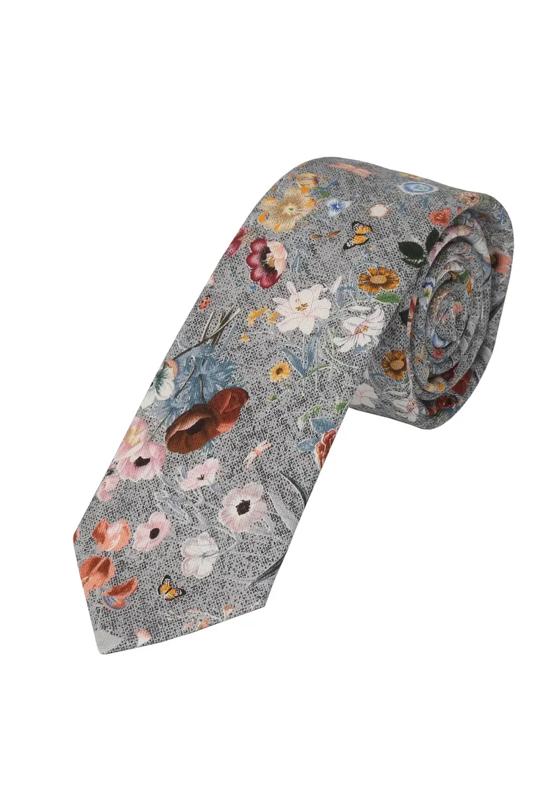 Krawatte Herren aus Seide & Baumwolle – Blumenmuster (6,0 – 6,5 cm)