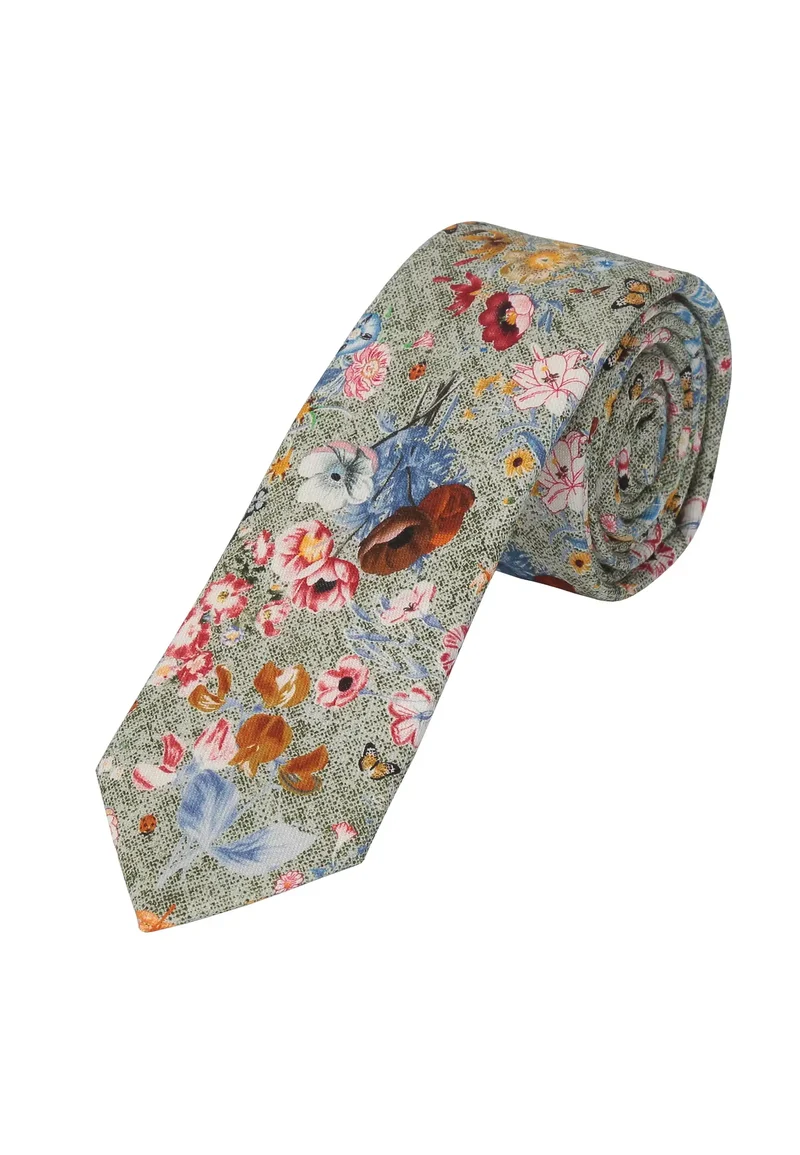 Krawatte Herren aus Seide & Baumwolle – Blumenmuster (6,0 – 6,5 cm)