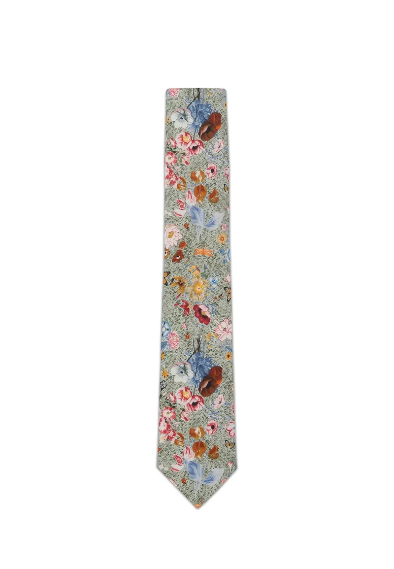 Krawatte Herren aus Seide & Baumwolle – Blumenmuster (6,0 – 6,5 cm)