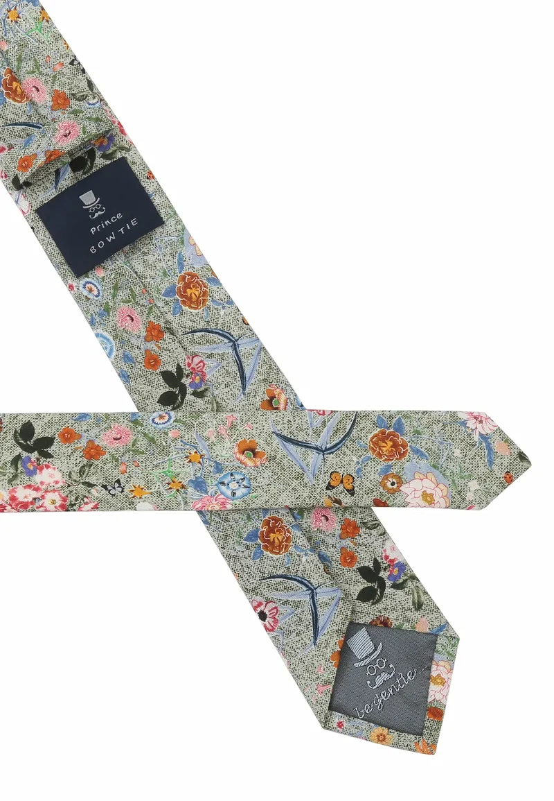 Krawatte Herren aus Seide & Baumwolle – Blumenmuster (6,0 – 6,5 cm)
