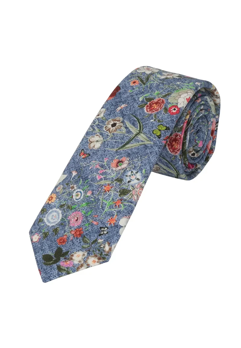 Krawatte Herren aus Seide & Baumwolle – Blumenmuster (6,0 – 6,5 cm)