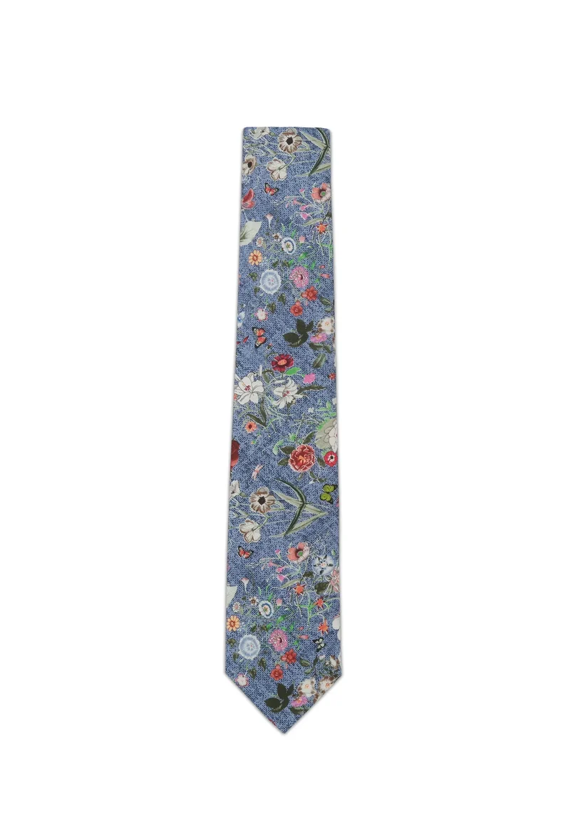 Krawatte Herren aus Seide & Baumwolle – Blumenmuster (6,0 – 6,5 cm)
