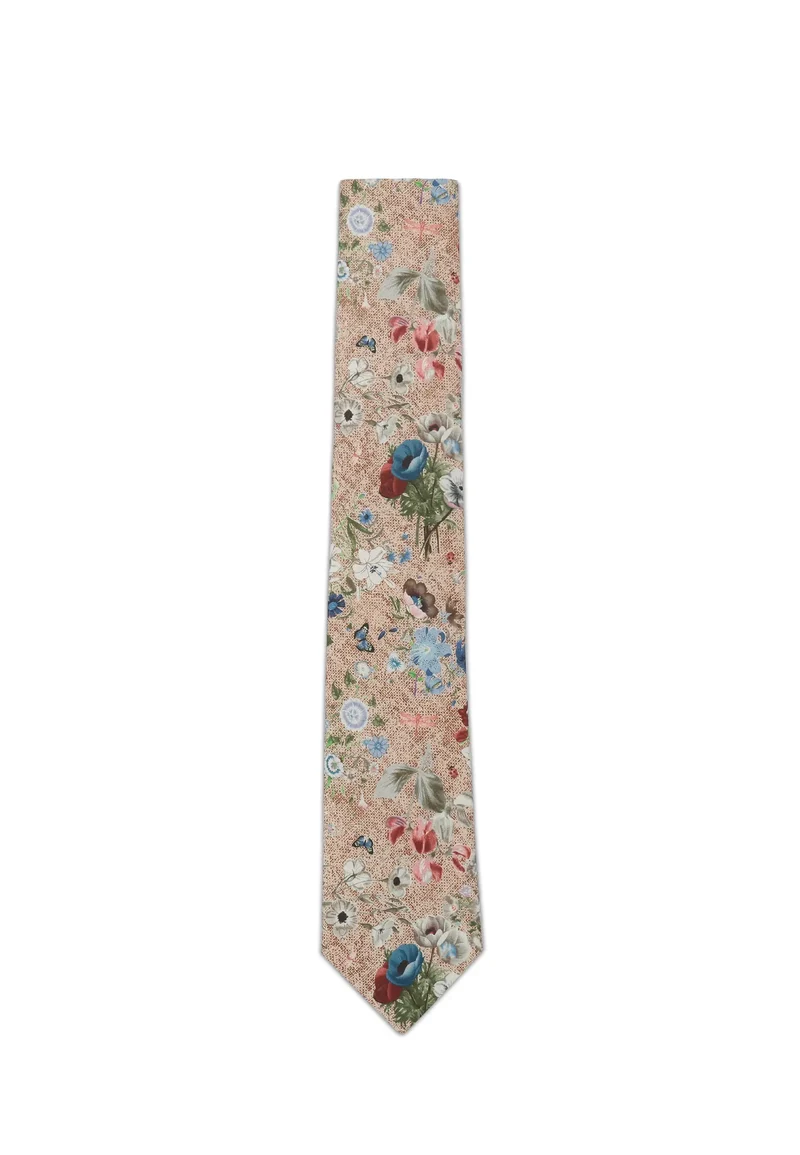 Krawatte Herren aus Seide & Baumwolle – Blumenmuster (6,0 – 6,5 cm)