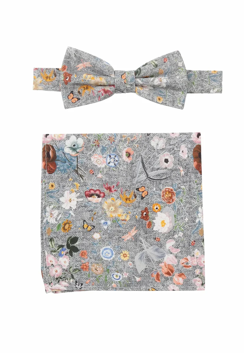 Fliege Einstecktuch Set Herren aus Seide & Baumwolle – Blumenmuster