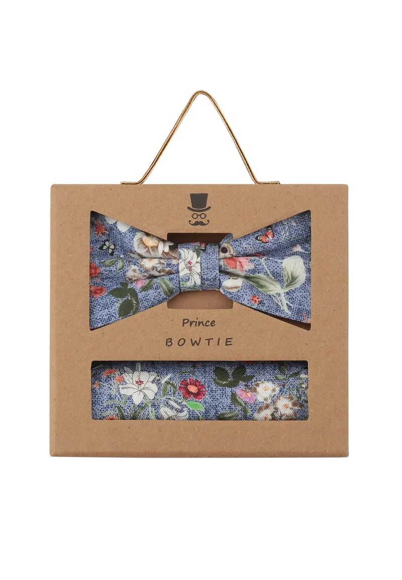 Fliege Einstecktuch Set Herren aus Seide & Baumwolle – Blumenmuster