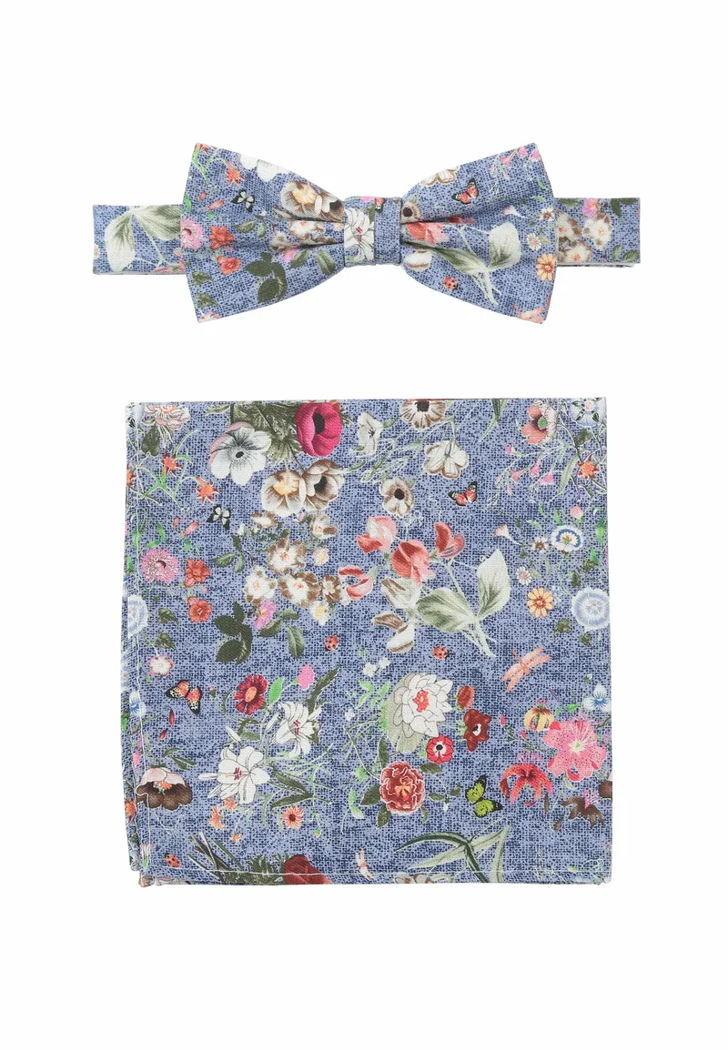 Fliege Einstecktuch Set Herren aus Seide & Baumwolle – Blumenmuster