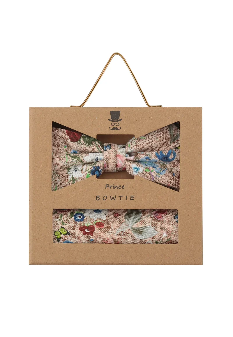 Fliege Einstecktuch Set Herren aus Seide & Baumwolle – Blumenmuster