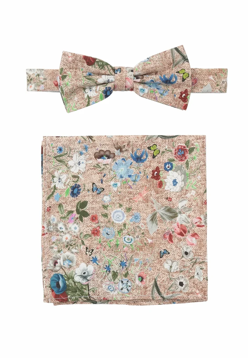 Fliege Einstecktuch Set Herren aus Seide & Baumwolle – Blumenmuster