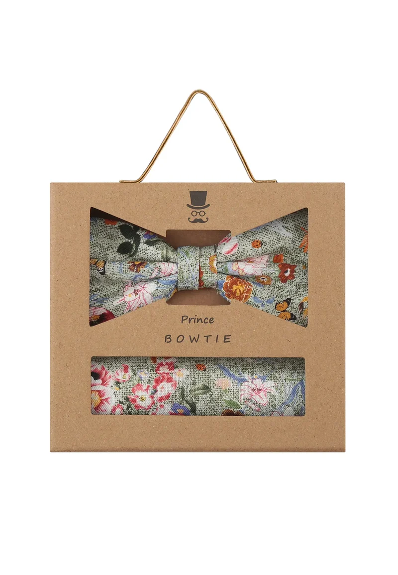 Fliege Einstecktuch Set Herren aus Seide & Baumwolle – Blumenmuster