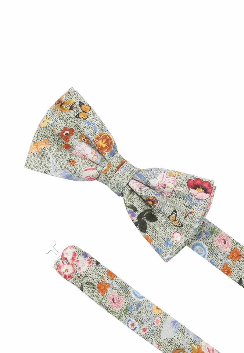 Fliege Einstecktuch Set Herren aus Seide & Baumwolle – Blumenmuster