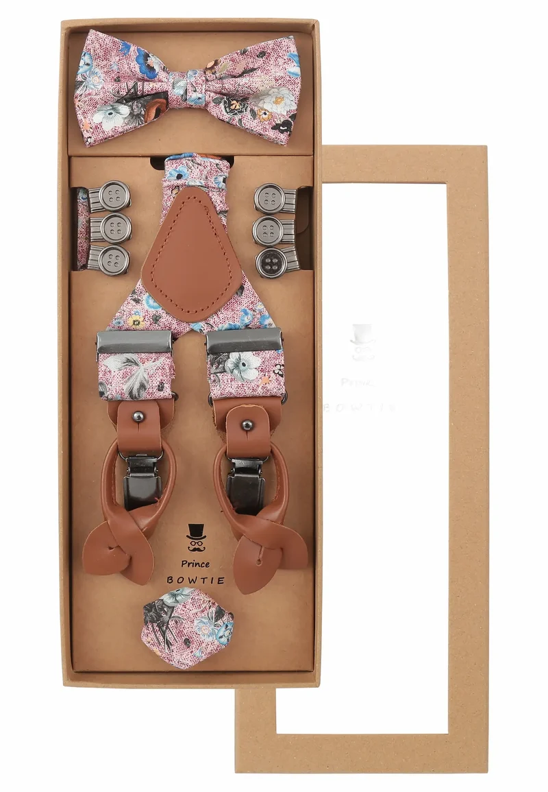 Hosenträger Set Herren aus Seide & Baumwolle – Blumenmuster
