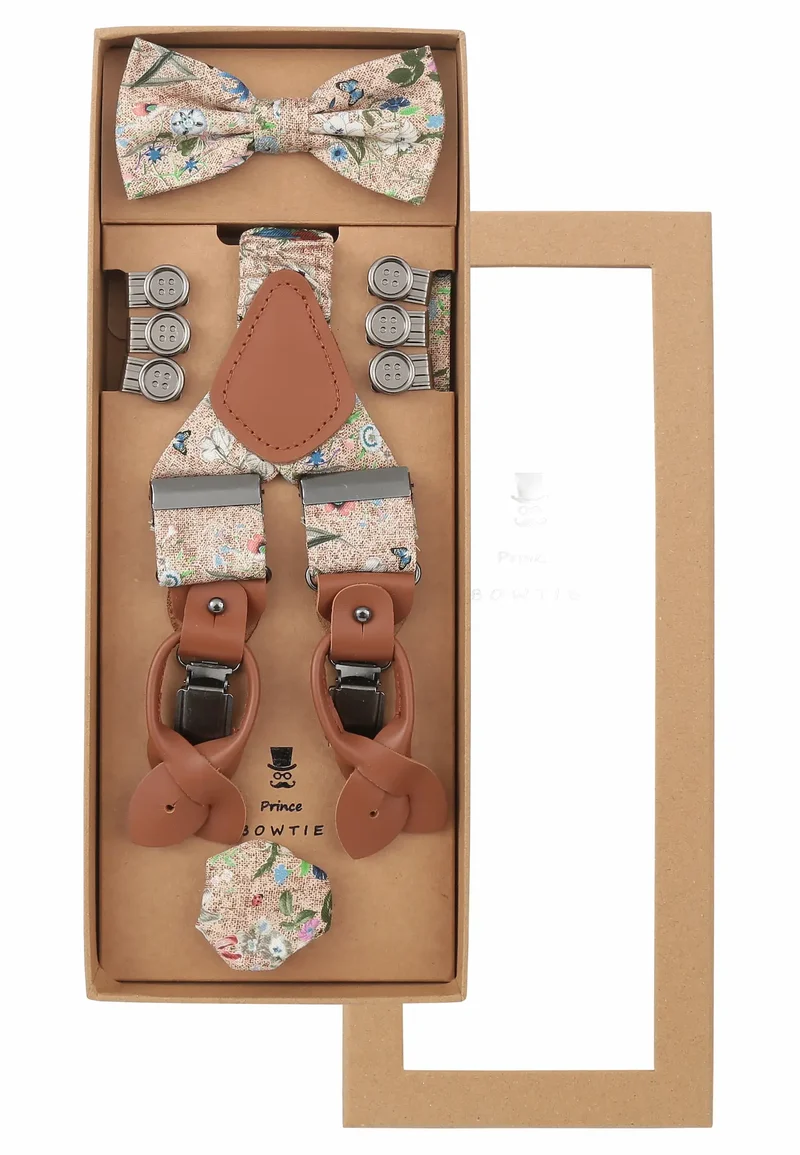 Hosenträger Set Herren aus Seide & Baumwolle – Blumenmuster
