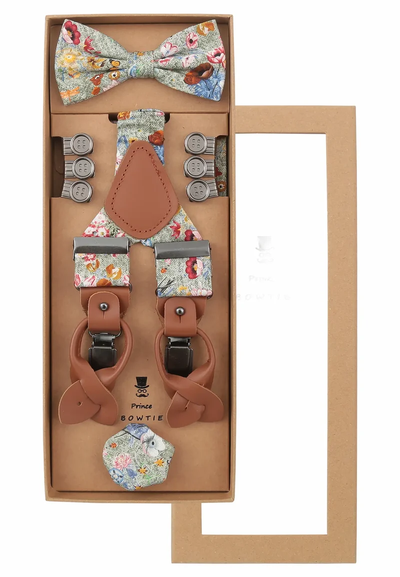 Hosenträger Set Herren aus Seide & Baumwolle – Blumenmuster
